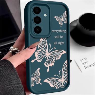 Imagem de Capa borboleta para Samsung Galaxy S25 Edge S24 S23 S22 Ultra Plus A55 A54 A35 A15 A56 A36 A26 A17 A14 A16 5G S23 FE Capa macia, A340 azul, para Samsung S24 FE