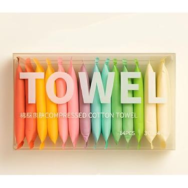 Imagem de Kit 14 Toalhas de Algodão Desidratadas Compactas Descartáveis - Limpeza Facial e Viagem