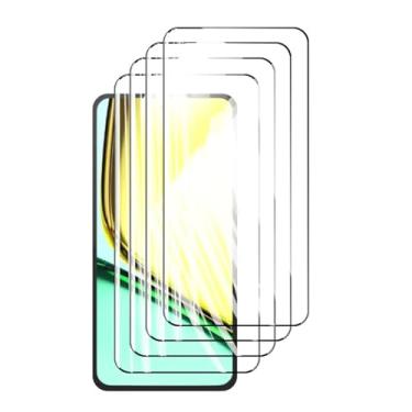 Imagem de 4 protetores de tela para Realme C67 5G, vidro temperado cristal 9H, capa de alumínio antirriscos, compatível com impressão digital de 6,72" (preto)