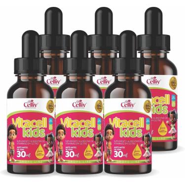 Imagem de Kit 6 Vitacell Kids Vit Complexo B (B1, B2, B3, B5, B6, B9 e B12) + Vit A, D, E e K 30ml Celliv-Unissex