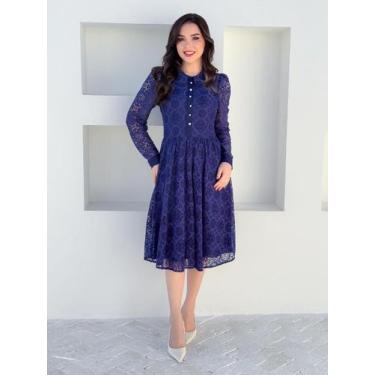 Imagem de Vestido Midi Elegante de Festa em Renda Convidada Madrinha Moda Evangé