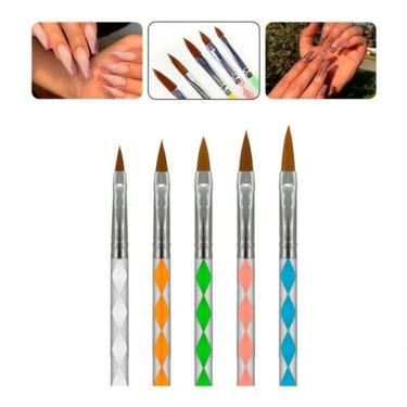 Imagem de Kits C/ 5 Pincel Cinza Unha Profissional Porcelana Promoção