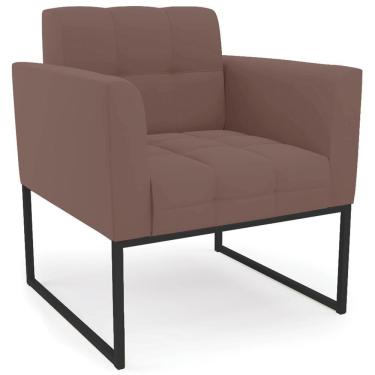Imagem de Poltrona Decorativa Base Industrial Preto Ana Veludo Rosê - Ibiza