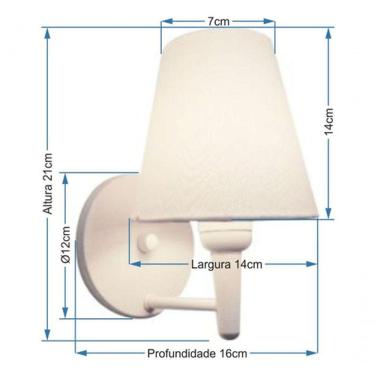 Imagem de Arandela Cone Md-2004 Base Branco Cúpula Em Tecido 14-14x07cm Preto - Bivolt