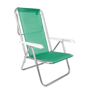 Imagem de Cadeira de Praia em Alumínio Reforçado, Espreguiçadeira Reclinável 8 Posições para Piscina e Área Externa (Reclinável - Verde)