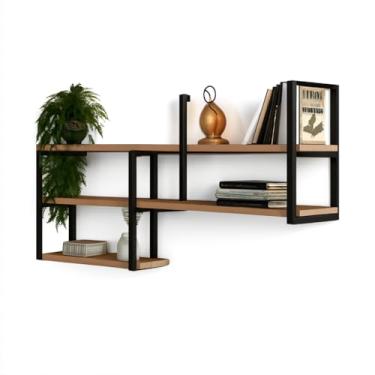 Imagem de Estante Suspensa, Prateleira Industrial Estante de Parede 120cm E 70cm Nicho Mdf(Amadeirado)