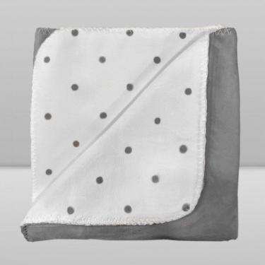 Imagem de Manta Infantil Velvet Poá - Branco e Cinza