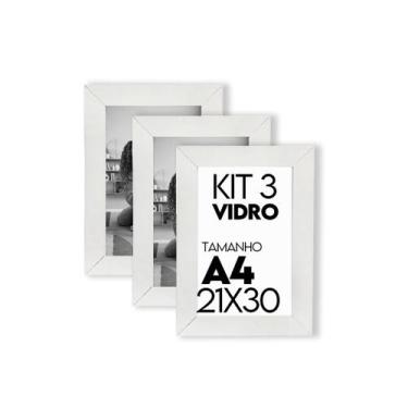 Imagem de Porta retrato com Vidro 21x30 Kit com 3 Molduras para Foto para uso na