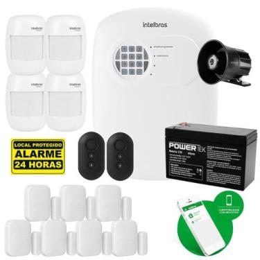 Imagem de Kit Alarme Intelbras Com Sensores Sf 7 Magnéticos E 4 Infra