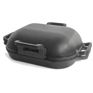 Imagem de Forma de forno de ferro fundido - 39,4 cm x 32 cm x 12,7 cm forno holandês cloche de pão selado com alças de tampa coxo, para assar peru, frango, legumes e panificação caseira (CD-MBG-3)