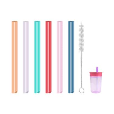 Imagem de KLOWOAH Canudos de substituição compatíveis com copo de plástico de isolamento Owala de 425 g, com 1 pincel (6 cores)