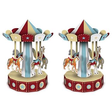 Imagem de Beistle Carrossel de circo vintage 3D, 2 peças, 25,4 cm, multicolorido