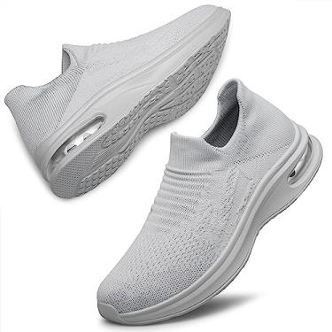 Imagem de BNR Sapatos Masculinos Leves Ténis Sem Atacadores Rasteiros Casuais Confortáveis, Cinza Claro 40