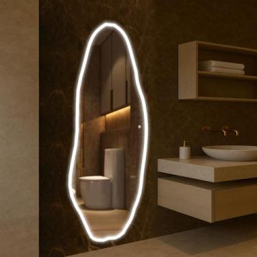 Imagem de Espelho Organico Com Led Jateado Borda Infinita Bivolt Touch Iluminado