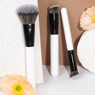 Imagem de 4 pincéis de maquiagem com uma caixa, blush super macio, corretivo e sombra para iniciantes (branco)