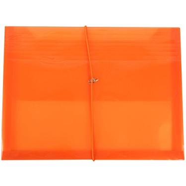 Imagem de JAM PAPER Envelopes de expansão de plástico com fecho de faixa elástica – livreto de letras – 23 x 33 com expansão de 6,3 cm – Laranja – Pacote com 12