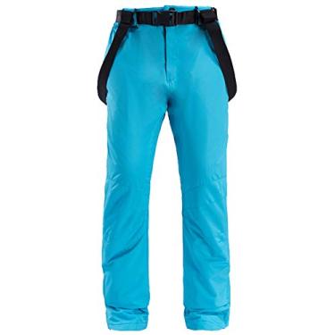 Imagem de Calças masculinas de esqui com cintas, à prova de vento à prova de água grossa roupa de esqui de algodão calças de neve para homens acampamento ao ar livre térmica durável golfe calças de viagem