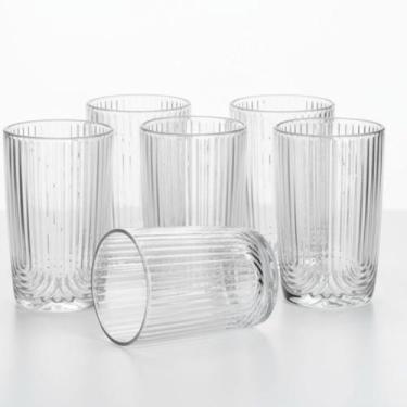 Imagem de Jogo 6 Copos de Vidro Canelado 250ml  Para Água, Suco e Drinks - Allmi