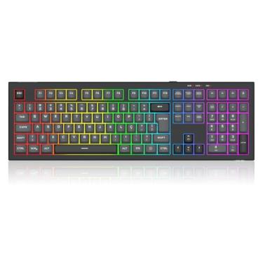 Imagem de Teclado Gamer Membrana Redragon Crux Iluminação Rainbow Preto e Cinza Full Size K518R-WL-GB