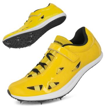 Imagem de Ifrich Tênis de corrida masculino e feminino, tênis de corrida com pontas, tênis de corrida masculino com pregos, crianças, tênis de corrida, Amarelo, 36