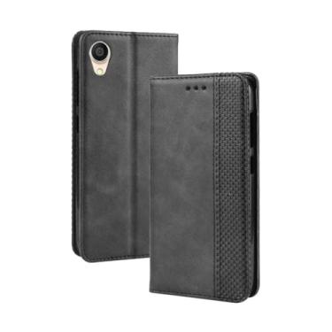 Imagem de Capa para ASUS ZenFone Live L2,Retro Flip magnético,Caso de telefone de couro PU,Design de carteira com 3 slots de cartão e 1 clipe de dinheiro -Black