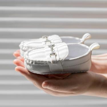 Imagem de Mocassins para bebês meninos meninas sola macia mocassins meninas primeira caminhada sapatos sociais, A01/branco, 12-18 Months Toddler