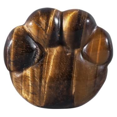 Imagem de Rockcloud Natural Tiger's Eye Crystal Cat Paw Statue for Decor, Hand-Carved Healing Animals Claw Worry Stone for Stress Relief