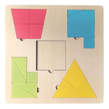 Imagem de Luwecf Tangram - Brinquedo Portátil de Madeira para Raciocínio, Feito de Madeira.