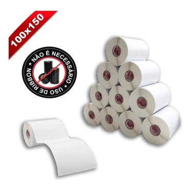 Imagem de 10 Rolos Etiqueta 10X15 100X150 Térmica Adesiva Serrilha