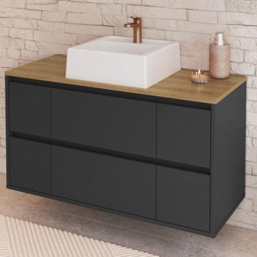 Imagem de Armário de Banheiro Berlim 2 Portas 4 Gavetas com Cuba Grafite - Art In Móveis