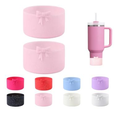 Imagem de CDYLDXG 2 peças de bota protetora de silicone com laço em pó com glitter, compatível com Stanley Cup 20/30/1,134 g, para Stanley Boot para Stanley Cup Acessórios, para Hydroflask Boot 340.2-680.4 g