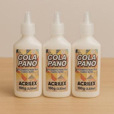 Imagem de Kit Com 3Cola Pano Acrilex 100g  Cola Para Tecido, Feltro e Artesanato
