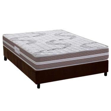 Imagem de Cama Box Casal: Colchão Espuma D33 Herval Long Live + Base Crc Suede Brown (138x188)