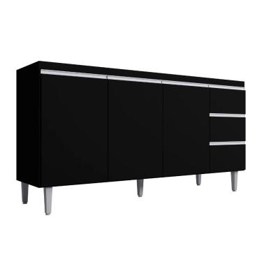 Imagem de Balcão Para Pia Andréia 150 Cm 3 Portas Preto Ajl