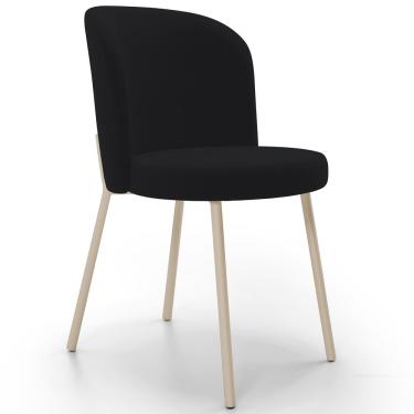 Imagem de Cadeira para Sala de Jantar Cozinha Estofada Gavi Arena L02 Suede Preto - Lyam Decor