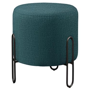 Imagem de Puff Banqueta Mali Luxo Base Preta Castellar Móbile Linho Azul