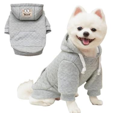Imagem de JAAQUCD Moletom com capuz básico para cães com anel em D para cães pequenos, meninos, meninas, férias, gato, roupa para animais de estimação, roupas para cães Yorkie Chihuahua (cinza, grande)