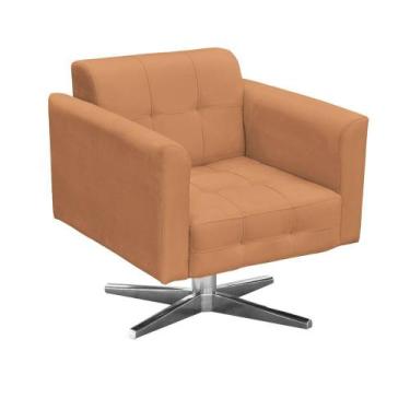 Imagem de Poltrona Decorativa Elisa Suede Caramelo Sisal com Base Giratória em A