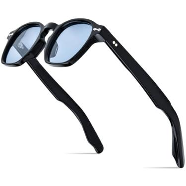 Imagem de HEPIDEM Armação de óculos de acetato masculino feminino quadrado óculos ópticos MZEPH, Mzephirini Preto Azul C4, 47-26-150