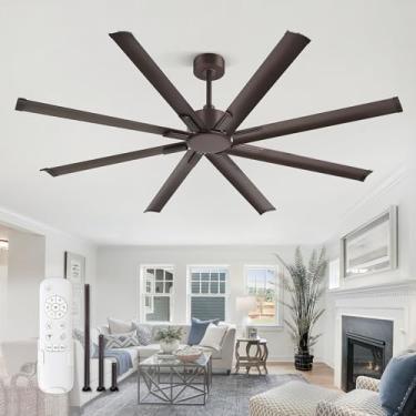 Imagem de ZMISHIBO Ventilador de teto industrial grande de 182 cm, sem luz, com 8 lâminas de alumínio, motor CC silencioso, 6 velocidades, ventilador de teto moderno sem luz para garagem/loja/sala de estar