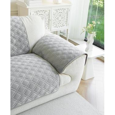 Imagem de ZeugLung Capas de sofá, capa de sofá seccional, capas de almofada de assento para cães animais de estimação, capas de braço/encosto de flanela (cinza claro, 70 x 70 cm)