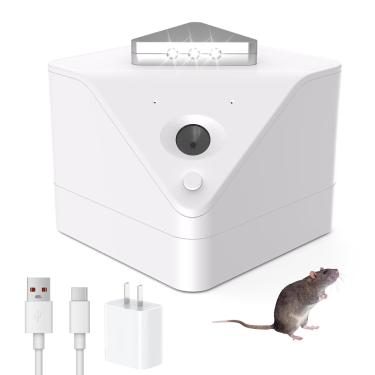 Imagem de Repelente ultrassônico de pragas atualizado 2025 com sensor PIR - Controle interno de pragas para camundongos, ratos, roedores, cobertura de 360° com luz estroboscópica LED.01