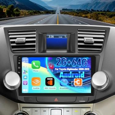 Imagem de Volxcereo Rádio automotivo para Toyota Highlander 2009-2014, [2+64] 10,1 polegadas Android Touchscreen Highlander estéreo com Carplay/Android Auto, GPS, WiFi, Bluetooth, SWC, FM/RDS, câmera de reserva