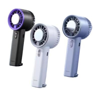 Imagem de Mini Ventilador Turbo Portátil Recarregável - Climatizador Pessoal com Tela LED, Vento Forte 6m/s para Escritório e Viagens(ROXO)