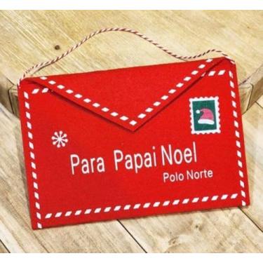 Imagem de Envelope Decorativo Para Natal De Feltro Para Colocar a Cartinha do Papai Noel Medida 25cmx17cm