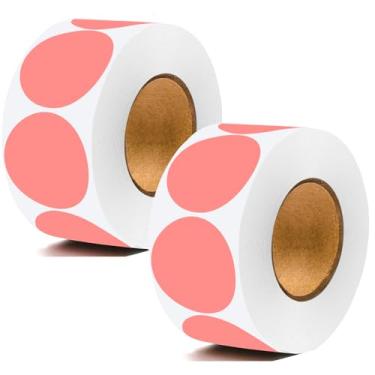 Imagem de Adesivos de ponto de 2,5 cm círculo rosa, etiquetas de codificação redondas, adesivos coloridos para venda de quintal, adesivos simples para escritório, loja, casa, sala de aula, 1000 peças, 2 rolos