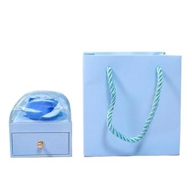 Imagem de Presente Feminino, Caixa de Presente Luxuosa com Rosas Eternas, Cor de Macaron, Adequada para Colares, AnéIs, Caixa de Armazenamento de Joi, 7 * 7 * 7 Cm(Azul,2Pcs)