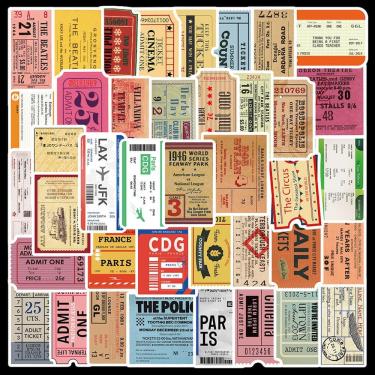 Imagem de Adesivos Anime Old Ticket Stubs Vinyl Cartoon Anime 50 unidades