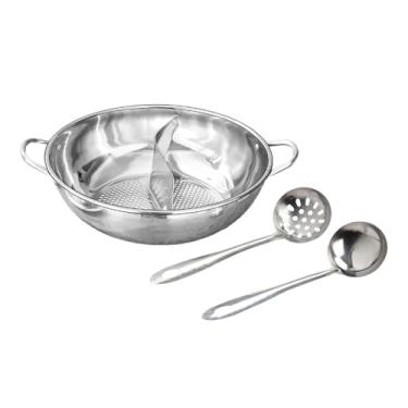 Imagem de Generic Panela chinesa dividida para shabu-shabu, panela de aço inoxidável para sopa, dupla para fondue com divisória para camping, 27cm