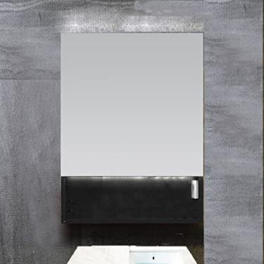 Imagem de Armários de banheiro com luzes, armário de espelho LED SPXMQSS Stepless regulação com prateleiras armário armários de parede de banheiro com soquete unidades de armazenamento montadas na parede A, 50